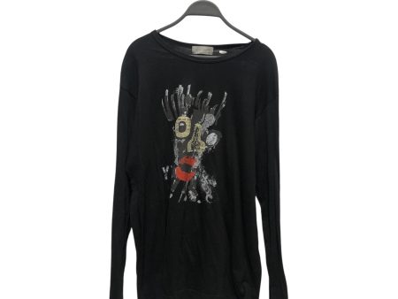 yohji yamamoto POUR HOMME LS T-Shirt 3 Black Cotton Graphic HS-T70-995 on Sale