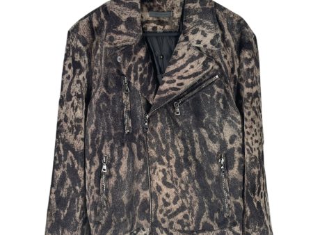 john varvatos Leather Jkt 52 Fur BRW Animal Pattern CHELSEA BIKER JCKT Cheap