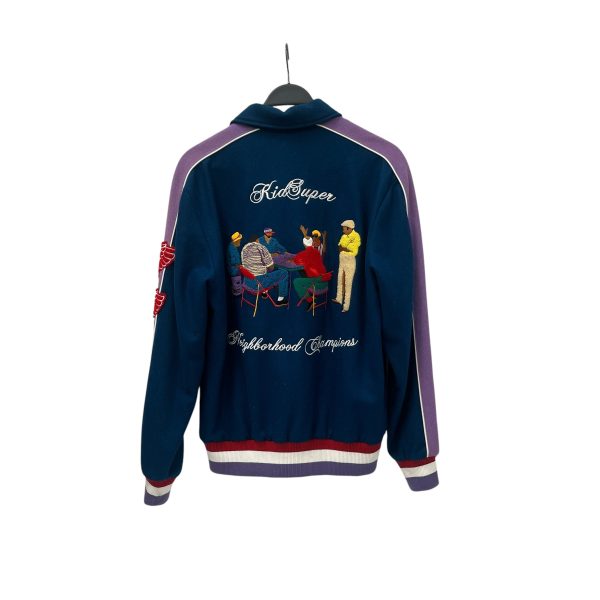 KIDSUPER STUDIOS Jacket M Wool BLU Graphic Neighborhood Varsity Online Hot Sale