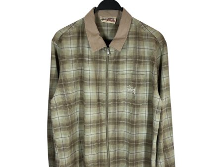 STUSSY Jacket M Cotton CRM Plaid frank plaid zip Online Sale