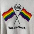 BALENCIAGA Fleece Jkt XS Cotton WHT RAINBOW FLAG ON BACK Discount