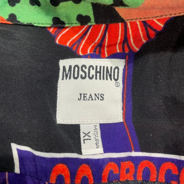 MOSCHINO Shirt XL Cotton MLT Open Coller All Over Print  For Sale