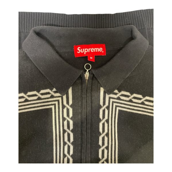 Supreme Tops M Cotton BLK SS17 WEAVE KNIT ZIP UP POLO Online now