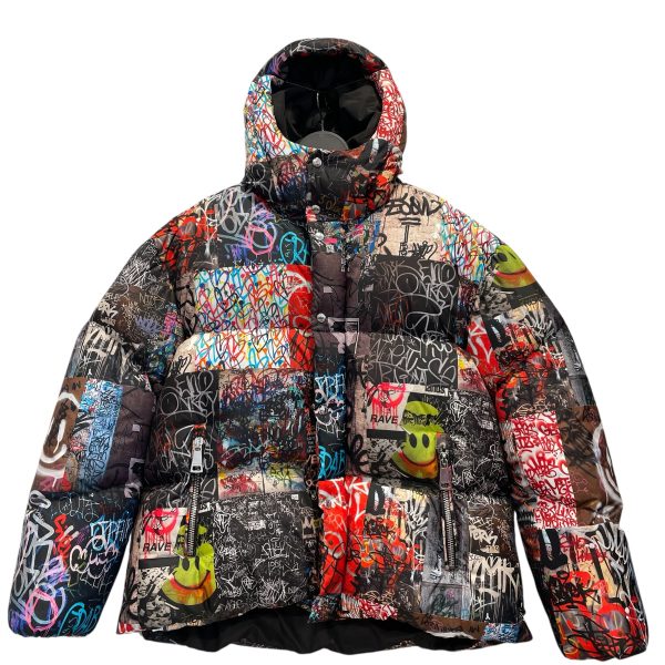 KHRISJOY Puffer Jkt M Nylon MLT All Over Print GRAFFITI DOWN PUFFER Sale