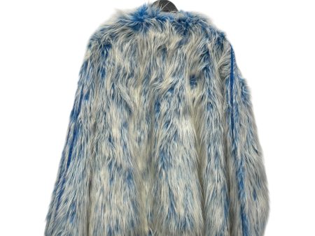 adidas Jacket M Faux Fur BLU BLU WHT FUZZY HOODIE Online Hot Sale