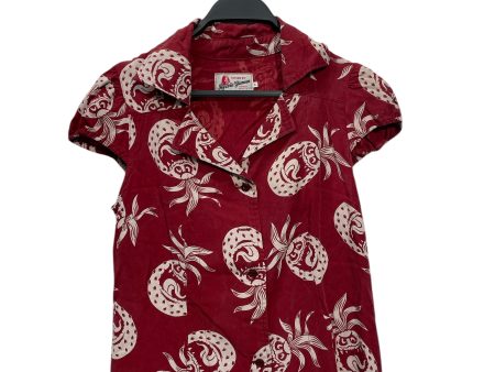 HYSTERIC GLAMOUR SS Shirt S Bordeaux Rayon All Over Print 0161AH10 Hot on Sale