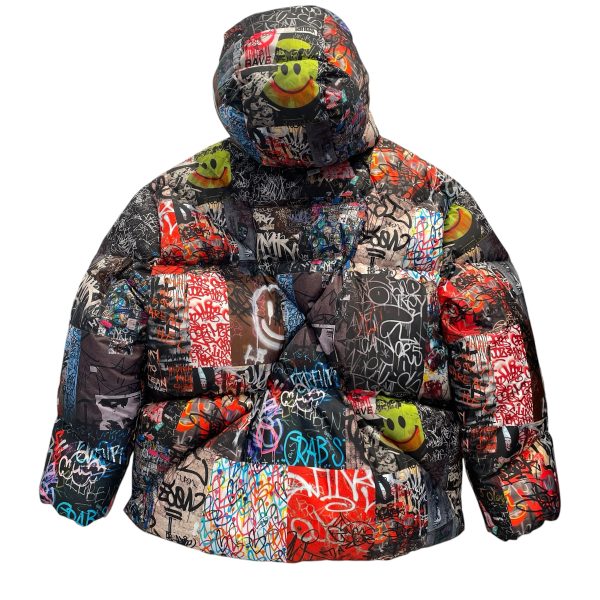 KHRISJOY Puffer Jkt M Nylon MLT All Over Print GRAFFITI DOWN PUFFER Sale