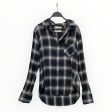 R13 Flannel Shirt L Plaid Cotton GRY r13 blk grey flannel For Discount