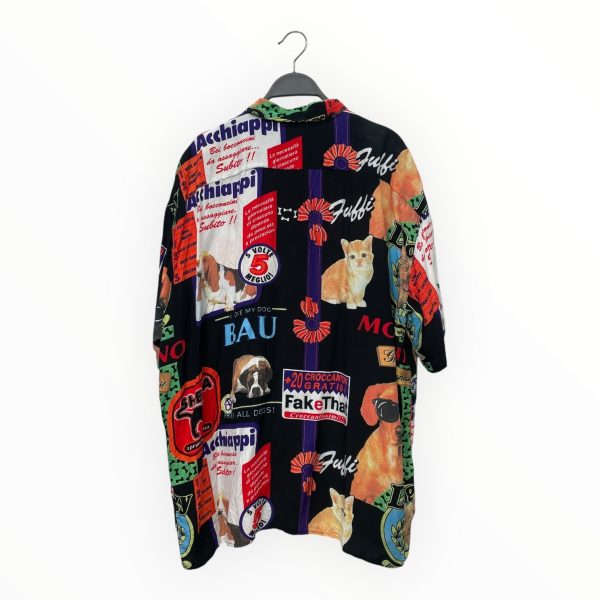 MOSCHINO Shirt XL Cotton MLT Open Coller All Over Print  For Sale