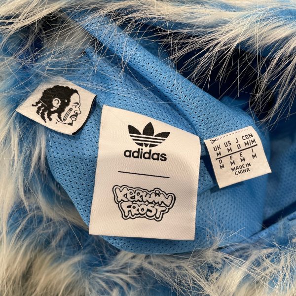 adidas Jacket M Faux Fur BLU BLU WHT FUZZY HOODIE Online Hot Sale