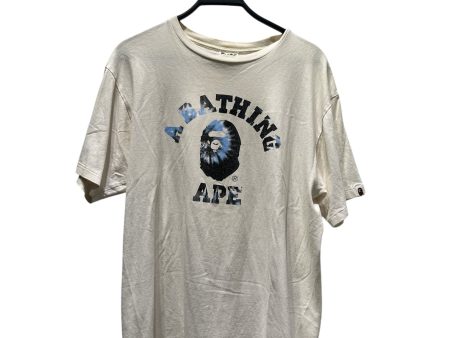 A BATHING APE T-Shirt XL Cotton WHT Graphic BLUE TIE DYE LOGO For Cheap