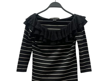 RALPH LAUREN LS Blouse S Stripe Silk BLK  For Cheap