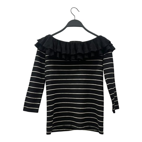 RALPH LAUREN LS Blouse S Stripe Silk BLK  For Cheap