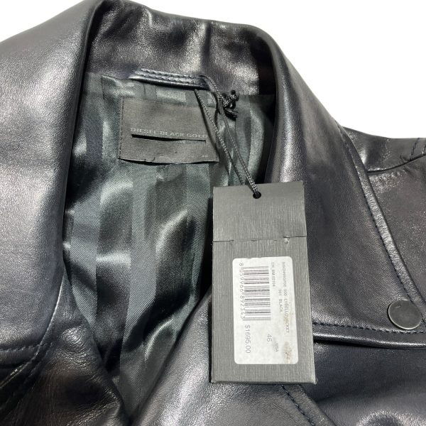 DIESEL BLACKGOLD Leather Jkt 46 Leather BLK LYBELLO COWHIDE For Sale