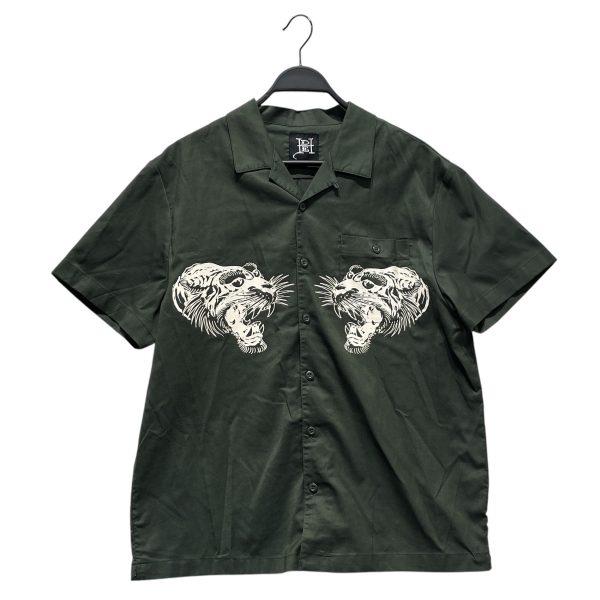 Ed Hardy Shirt L Cotton GRN Graphic tiger front Sale