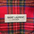 SAINT LAURENT LS Shirt L Plaid Wool RED RUFFLED COLLAR Sale